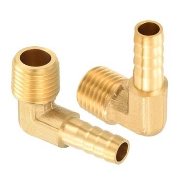 Imagem de HARFINGTON 2 peças de cotovelo de mangueira de 90 graus 5/40.6 cm a 1/20.3 cm NPT macho latão encaixe de farpa metals splicer mender para impressão 3D, compressor de ar, máquina CNC, matrizes