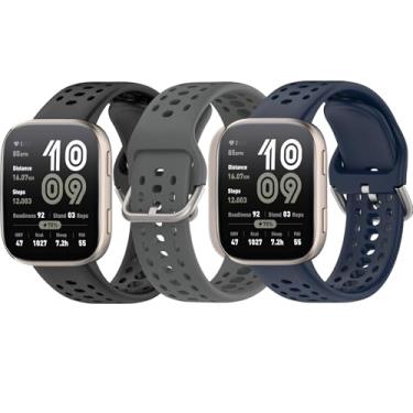 Imagem de HAOZHI 3Peças Pulseira Compatível para Amazfit Bip 6,Bracelete Correia Cinta Alça de Substituição para Amazfit Bip 6 (Preto+Cinza Espacial+Azul Tinta)