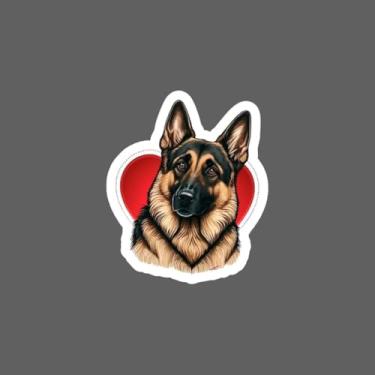 Imagem de Adesivo de Parede Animais fofos para Quarto Infantil Decorativo e Removível - Estilo Kawaii e Design de Cão Pastor Alemão 50x50cm