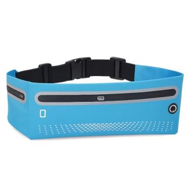 Imagem de Pochete Bolso Duplo fone Corrida Celular Exercicios Academia Impermeavel Slim (Azul)