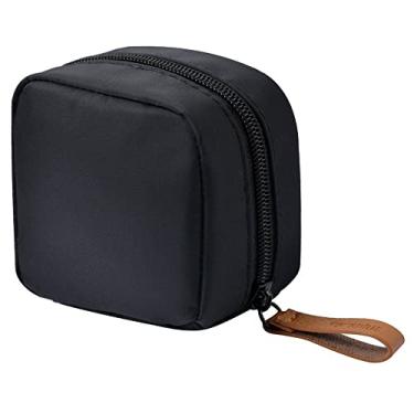 Imagem de Bolsa de maquiagem portátil para armazenamento ao ar livre bolsa de higiene com zíper bolsa quadrada bolsa de lavagem de grande capacidade organizador (preto)