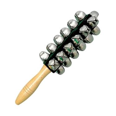 Imagem de oshhni Sino de Natal de Mão, Instrumento Musical de Percussão Infantil, Sino Portátil com Cabo de Madeira para Casamentos e Festas de Natal, Verde