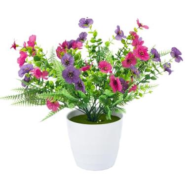 Imagem de Garvee Flores artificiais para atividades ao ar livre, 30 pacotes de flores falsas de seda multicoloridas com samambaias, plantas artificiais resistentes a UV, decoração de primavera verão, para