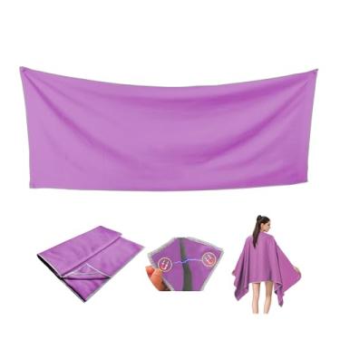 Imagem de Toalha de praia magnética atualizada, tamanho grande, microfibra de secagem rápida, com cantos magnéticos, portátil com bolsa de armazenamento, para natação, academia, acampamento (roxo)