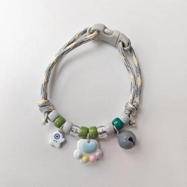 Imagem de Coleira de cachorro gato colar anel de pescoço sino bonito pegada simples cor ajustável coleira (cinza, M (20-30 cm))