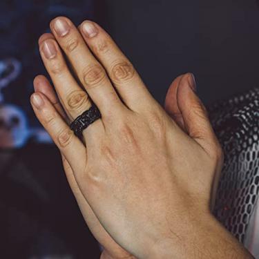 Imagem de Anéis masculinos de caveira gótica de aço inoxidável 10 mm de largura preto cubano anel de corrente anel de motociclista masculino tamanho 12 presentes para homens