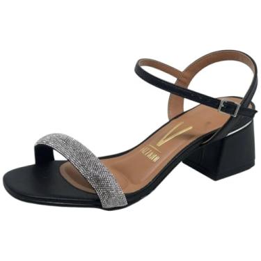 Imagem de Sandália Feminina Casual Social Dia a Dia Passeio Trabalho com Strass Salto Médio Conforto Vizzano 6428.139