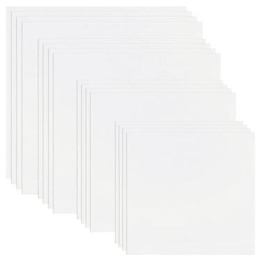 Imagem de 16 peças de tecido bordado pré-cortado à mão tecido bordado 4 tamanhos 5,9 a 30 cm tecidos de algodão branco quadrados de pano para bordado de vestuário artesanal