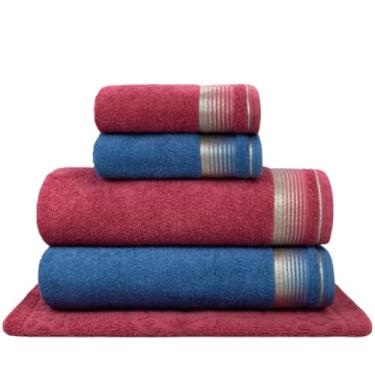Imagem de ‌Toalhas de Banho – Set de 5 Peças Algodão Absorvente(Terracota + Azul Egito)