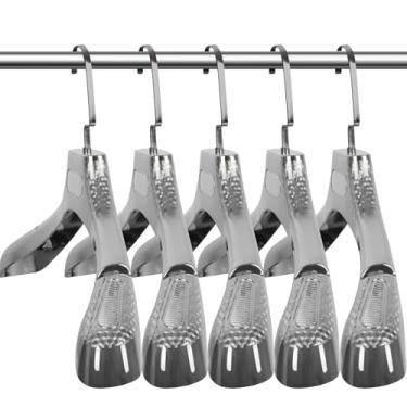 Imagem de DEDU Cabides masculinos para terno, pacote com 20, cabides para suéter, sem ombro, antiderrapante, largura 45 cm, cabides de plástico cinza prateado com gancho de metal