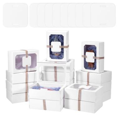Imagem de PH PandaHall 12 conjuntos de caixas de presente brancas para biscoitos com janela, caixa de doces, caixas de presente dobráveis com corda de juta para lembrancinhas de festa de Natal, presentes de