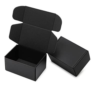 Imagem de Mcfleet Caixas De Remessa Pretas Pequenas 6X4X3 - Pacote Com 24 Caixas De Papelão Ondulado Para Correspondência Para Pequenas Empresas - Embalagem De Literatura Com Trava De Aba, Material De Embalag