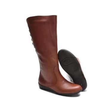 Imagem de 207CLA Bota feminina Montaria em couro forrada com tecido espumado pin