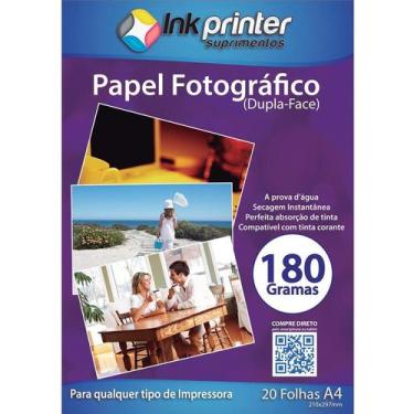 Imagem de Papel Fotográfico Brilhante Dupla Face A4 180gr para Impressoras Inkje