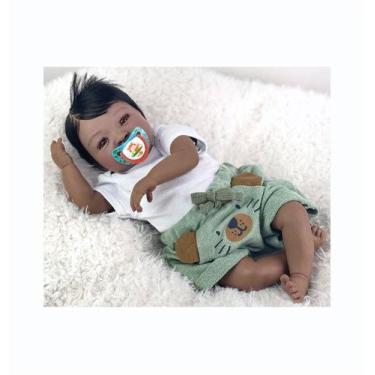 Imagem de Bebê Reborn Menino Negro Realista Lançamento Feito à Mão Cabelo Fio a 