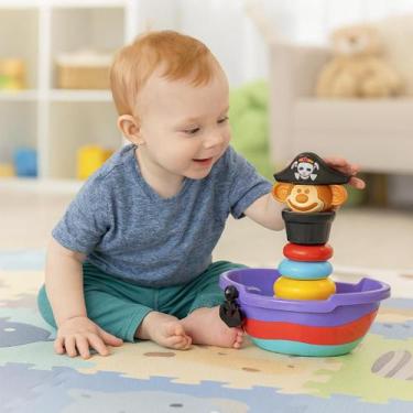 Imagem de Empilha Baby Pirata Brinquedo para Bebês 6 meses Menino e Menina - Mer