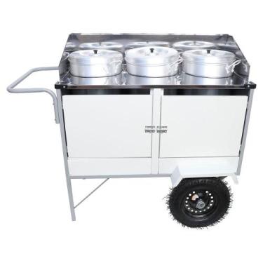 Imagem de Carrinho Caldo e Sopa Cefaz Branco com Guarda Sol BL35P-GS