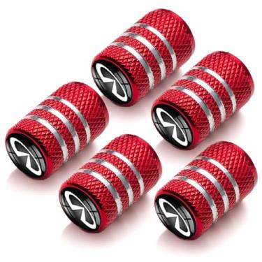 Imagem de 5 peças de tampas de haste de válvula de pneu, tampa de válvula protetora de pneu automotivo de metal, para Infiniti QX50 Q50 Q70 Q70L Q60 QX30 QX60 QX80 todos os modelos tampa de roda, peças de pneu