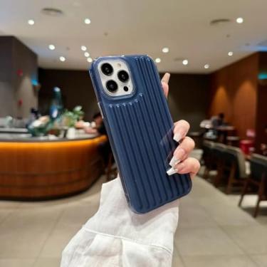 Imagem de Capa de silicone macio à prova de choque para iPhone 16e/azul marinho, capa listrada de corrugado da moda para iPhone 17 Air 16 E 15 14 Plus 13 12 11 Pro Max