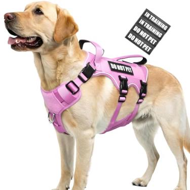 Imagem de WINSEE Peitoral para cães à prova de fuga, peitoral Molle de serviço com alça dupla, colete tático para animais de estimação com 4 adesivos para cães pequenos, médios e grandes, caminhadas, caça