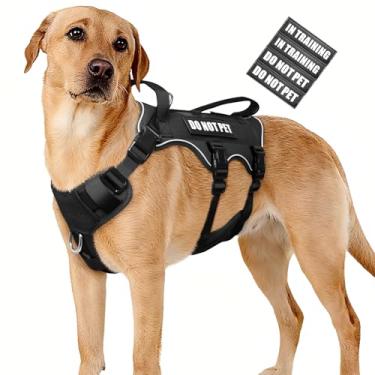 Imagem de WINSEE Peitoral para cães à prova de fuga, peitoral Molle de serviço com alça dupla, colete tático para animais de estimação com 4 adesivos para cães pequenos, médios e grandes, caminhadas, caça
