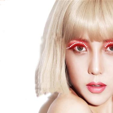 Imagem de JZSMY Lâmpada LED luminosa de cílios, modo ajustável, luzes noturnas de cílios falsos, cílios postiços sem enxerto de Halloween (vermelho)