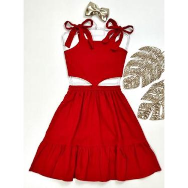 Imagem de Vestido Vermelho Infantil feminino moda festa natal ano novo modinha m