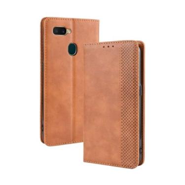 Imagem de Capa para OPPO AX5S /A5S,Retro Flip magnético,Caso de telefone de couro PU,Design de carteira com 3 slots de cartão e 1 clipe de dinheiro -Brown