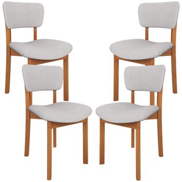 Imagem de Kit 04 Cadeiras Para Sala de Jantar Cozinha Living Estofada Dara L02 Linho Cinza - Lyam Decor