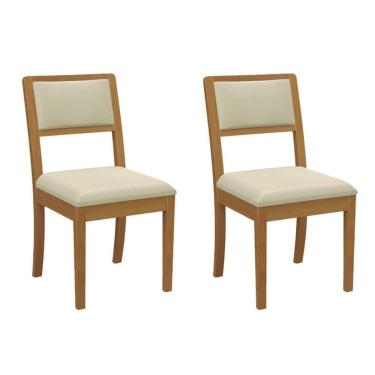 Imagem de Kit 2 Cadeiras Sala Jantar Alice 2cmm003ca Premium Madeira Maciça 2 Un Carvalho-linho Bege Argila - Kappesberg