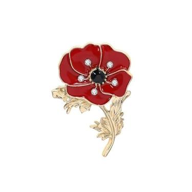 Imagem de Broche de flor azul vermelho para mulheres, broche de flor de papoula para mulheres, broches do Memorial Day, One Size, Metal, Sem Pedra Preciosa
