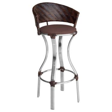 Imagem de Banqueta Alta Conforto De Alumínio E Fibra Sintética Pedra Ferro/marrom