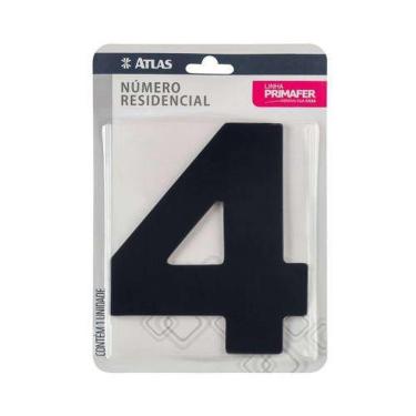 Imagem de Número Residencial Adesivo Preto 4 - Alumínio Composto Acm - Fita 3m Vhb - Interno-externo