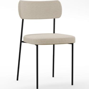 Imagem de Cadeira Estofada Para Sala De Jantar Melina Linho Bege
