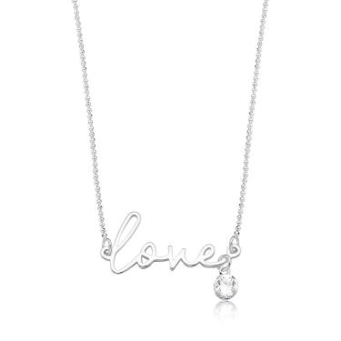 Imagem de Colar Love Com Ponto De Luz Revestido Em Prata