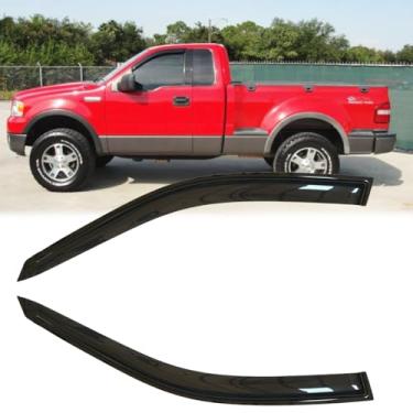 Imagem de Deebior 2 peças estilo montagem externa proteção solar chuva durável janela lateral defletores de vento fumaça escura ventilação janela viseiras compatíveis com F-150 04-08 cabine padrão/regular 92805