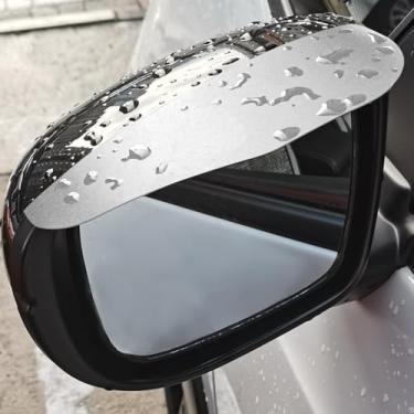 Imagem de 2 peças de protetores de chuva retrovisores laterais, sobrancelha de viseira de chuva espelhada, protetores de viseira à prova d'água para espelhos laterais de carro, protetor universal para viseira