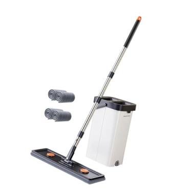 Imagem de ＫＬＫＣＭＳ Conjunto de esfregão e balde com espremedor, esfregão plano, doméstico autolimpante, rotação de 360 ​​graus com almofadas para casa, parede, teto e, 33 Cm 4 Almofadas