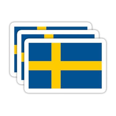 Imagem de (3 peças) Adesivos de bandeira da Suécia, adesivos de bandeira dos países - Decalques de vinil à prova d'água para laptops, copos, garrafas de água, livros, álbuns de recortes, tamanho 7 x 5 cm