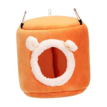 Imagem de KiBcsLic de pássaro quentinho, casinha de veludo confortável e prática para pássaros, ideal para periquitos, calopsitas, agapornis e papagaios-cinzentos, Laranja