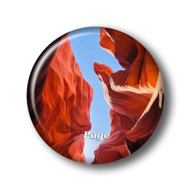 Imagem de Arizona Page Antelope Canyon Adesivo Ímã de Geladeira Vidro Cristal 3D Página de Ímãs de Geladeira Viagem Cidade Colecionável Lembrança Presentes Decoração de Geladeira