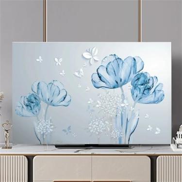 Imagem de Capa de TV com estampa de flores, capa protetora contra poeira de 81 a 203 cm, extensível, decorativa para monitor de TV de tela plana/PC, protetor de tela elástico para televisão, flor 37-39