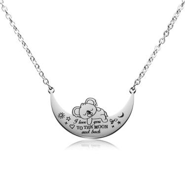 Imagem de VIMIEW Colar Moon Koala Blessing Jewelry Hawaiian I Love You to The Moon and Back Sleeping Koala Pendant Gifts for Family or Friendship.