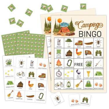 Imagem de Conjunto de jogos RLCNOT Camping Bingo para 24 jogadores, cartões de 1