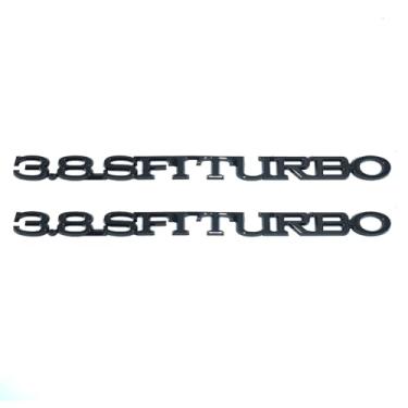 Imagem de 2 peças 1984-1987 Regal 3.8 SFI Turbo capô ou porta-malas emblema 3D Script emblema placa de identificação substituição para SFI Turbo 25519633 (preto brilhante)