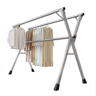 Imagem de Prateleira dobrável de 160 cm, prateleira de secagem de roupa de aço inoxidável, retrátil dobrável, para economia de espaço, suporte para roupas pesadas, prateleiras de secagem, suporte de lavanderia