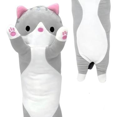 Imagem de Travesseiro de Gato Fofinhos 50/110cm, adorável boneca de pelúcia pet, linda pelúcia com desenho de gatinho, almofada macia, brinquedo de abraçar dormir para crianças, meninas, namoradas (50cm)