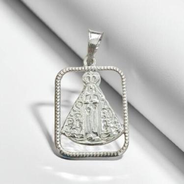 Imagem de Pingente Nossa Senhora Aparecida com Moldura em Prata 925 - no-brand
