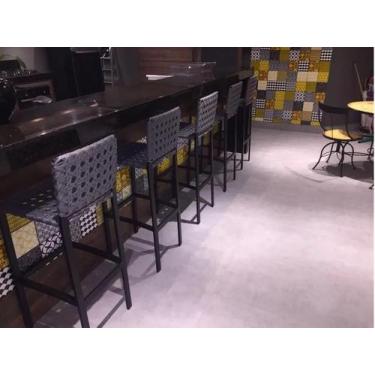 Imagem de Kit 6 Banquetas Fibra 80cm Altura Chão/assento Para Bancada - Sarah Mó