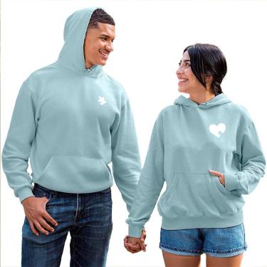 Imagem de Kit Moletom Masculino e Feminino 2 Blusas Canguru com Bolso e Capuz Quebra Cabeça-Unissex